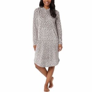 32 DEGREES Heat Hooded Cozy Plush Cheetah Leopard Print Sleepwear Grey XXL